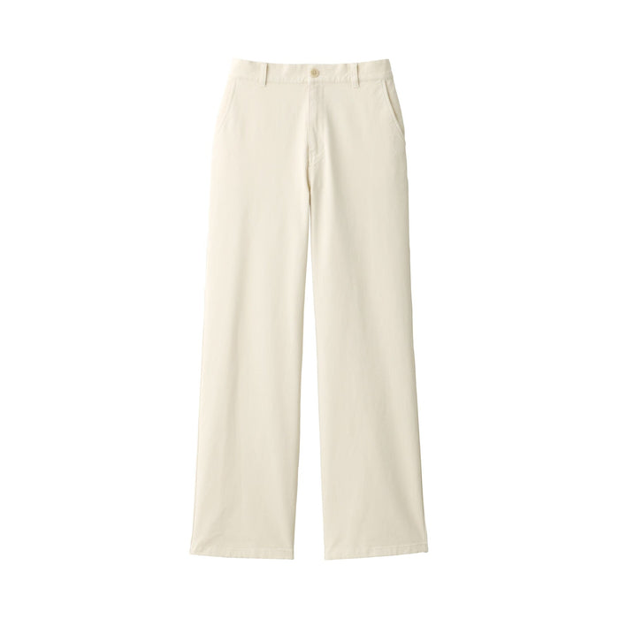 Muji 4-Way Stretch Chino Wide Straight Bukser Dame Hvide | XH0N3J59Q