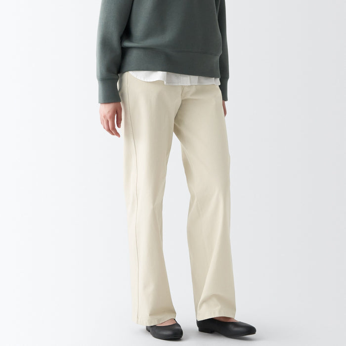 Muji 4-Way Stretch Chino Wide Straight Bukser Dame Hvide | XH0N3J59Q