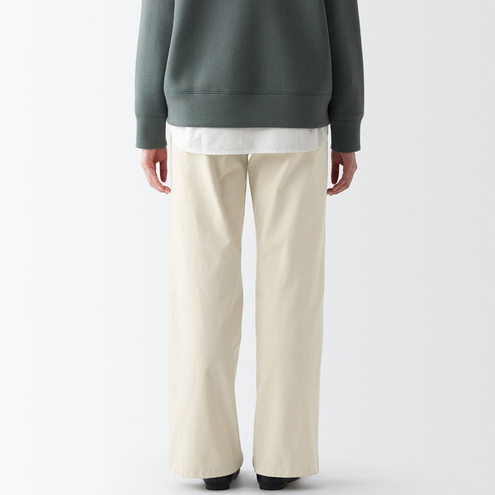 Muji 4-Way Stretch Chino Wide Straight Bukser Dame Hvide | XH0N3J59Q