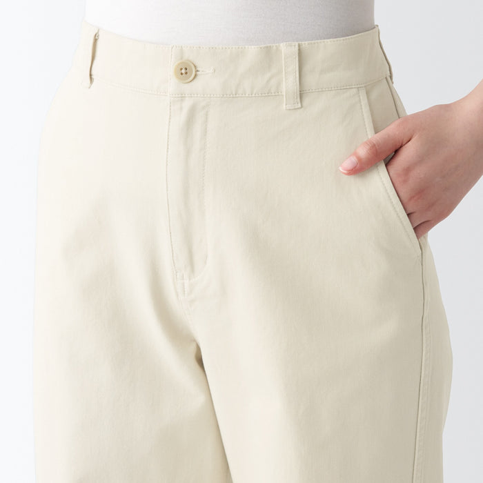Muji 4-Way Stretch Chino Wide Straight Bukser Dame Hvide | XH0N3J59Q