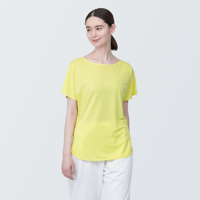 Muji Cool Touch Boat Neck Short Sleeve T Shirts Dame Gul | EC9L6G13A