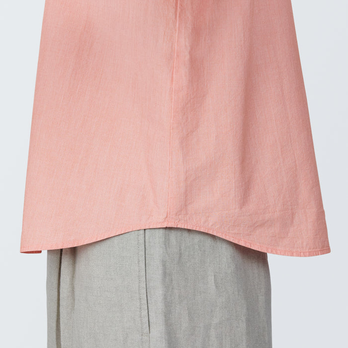 Muji Cool Touch Broadcloth Short Sleeve Striped Bluse Dame Lyserød | OO6K0C28C