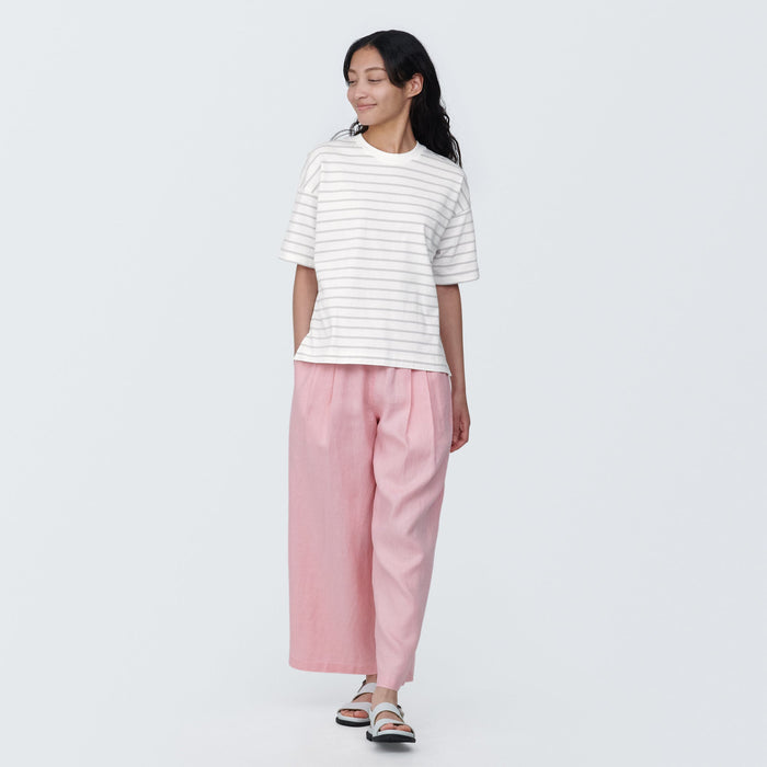 Muji Crew Neck Short Sleeve Striped T Shirts Dame Hvide | GV3X1X09J