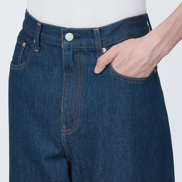 Muji Denim Wide Jeans Herre Blå | QL7J2D50D