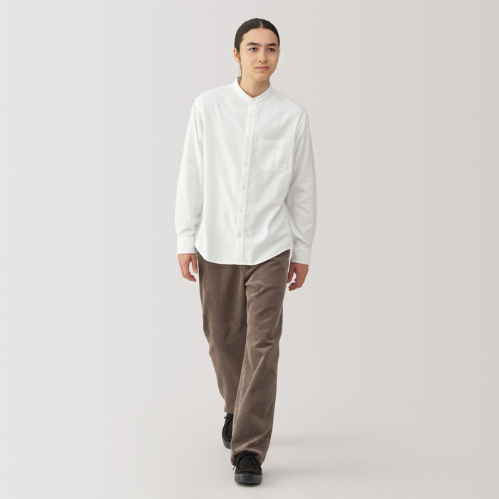Muji Flannel Stand Collar Long Sleeve Skjorte Herre Hvide | HZ1S1P01X