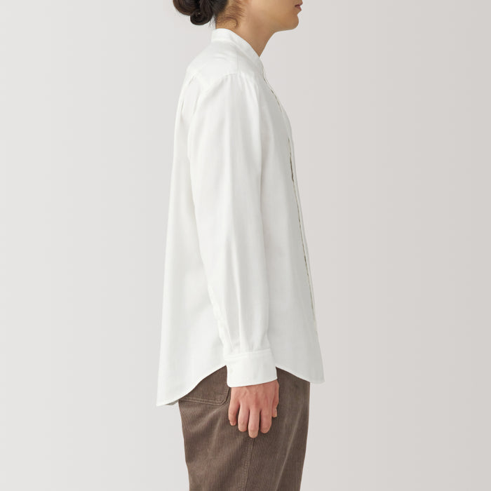 Muji Flannel Stand Collar Long Sleeve Skjorte Herre Hvide | HZ1S1P01X