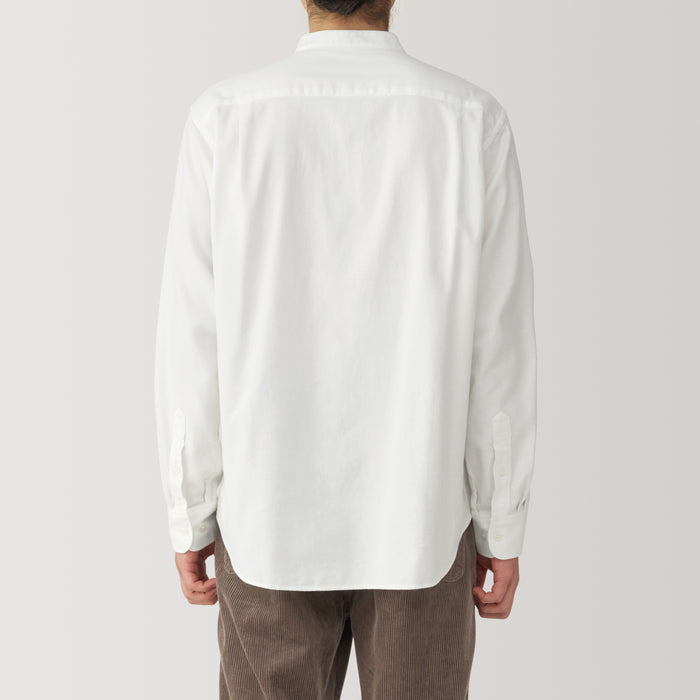 Muji Flannel Stand Collar Long Sleeve Skjorte Herre Hvide | HZ1S1P01X