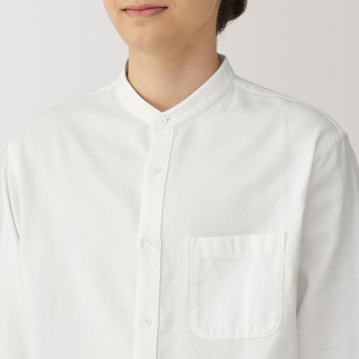 Muji Flannel Stand Collar Long Sleeve Skjorte Herre Hvide | HZ1S1P01X