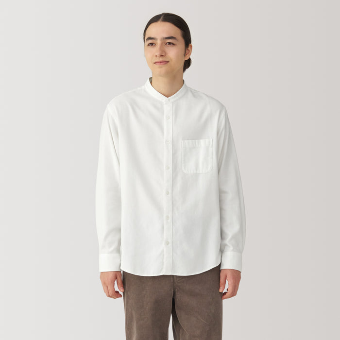 Muji Flannel Stand Collar Long Sleeve Skjorte Herre Hvide | HZ1S1P01X