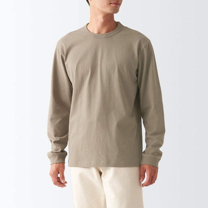 Muji Heavyweight Jersey Long Sleeve T Shirts Herre Beige | TI6M3S57Z