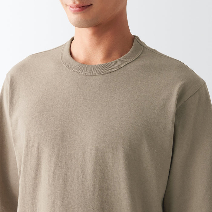 Muji Heavyweight Jersey Long Sleeve T Shirts Herre Beige | TI6M3S57Z