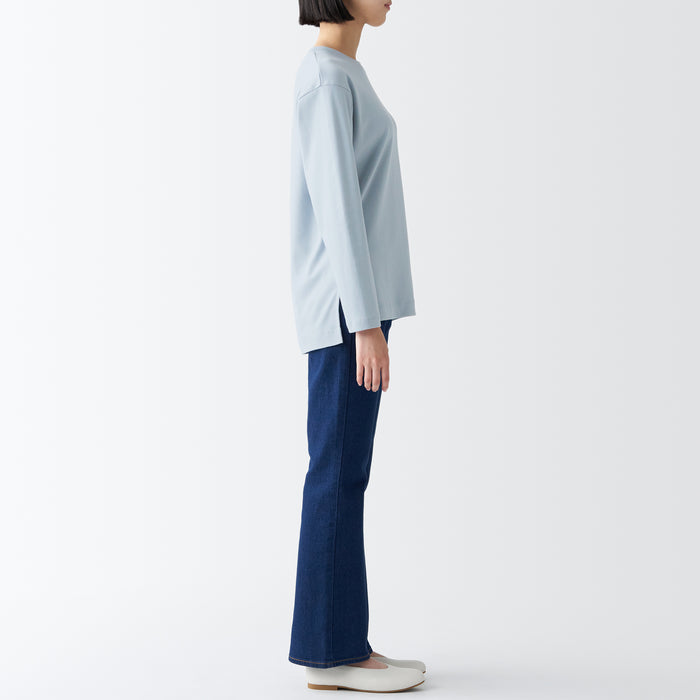 Muji Interlock Long Length L/S T Shirts Dame Hvide | UF0P0C69V
