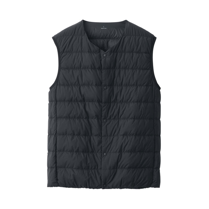 Muji Lightweight Down Collarless Vest Herre Sort | DX6D8G16X