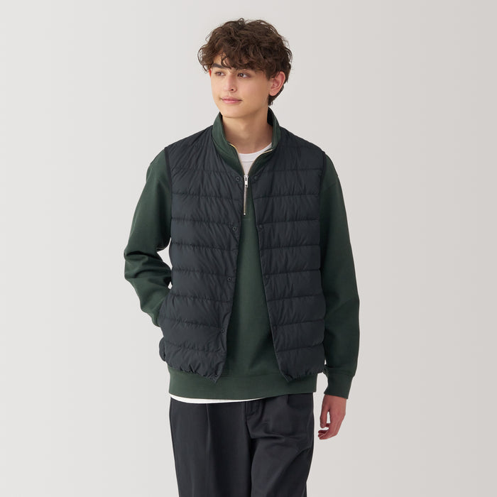 Muji Lightweight Down Collarless Vest Herre Sort | DX6D8G16X
