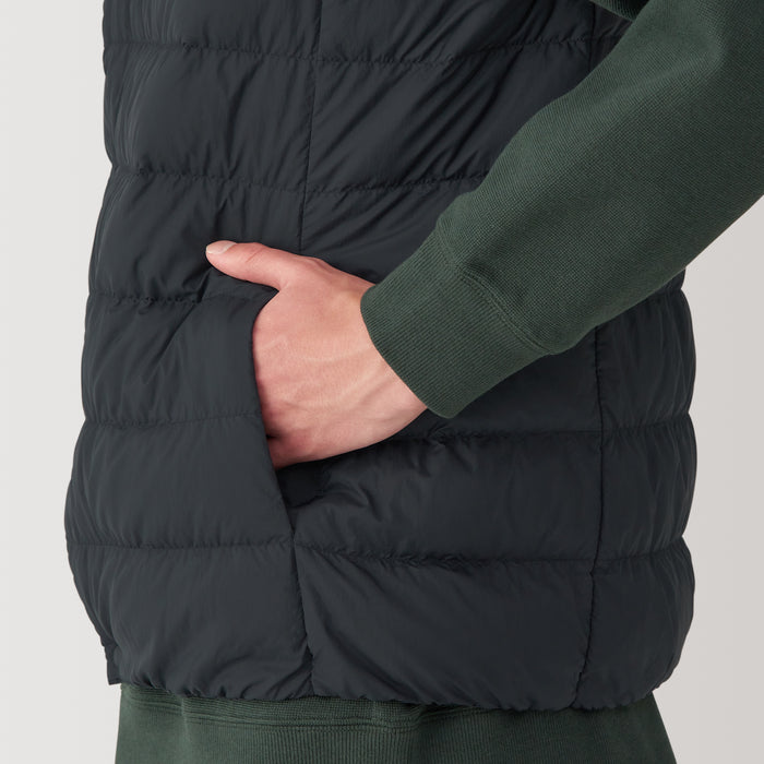 Muji Lightweight Down Collarless Vest Herre Sort | DX6D8G16X