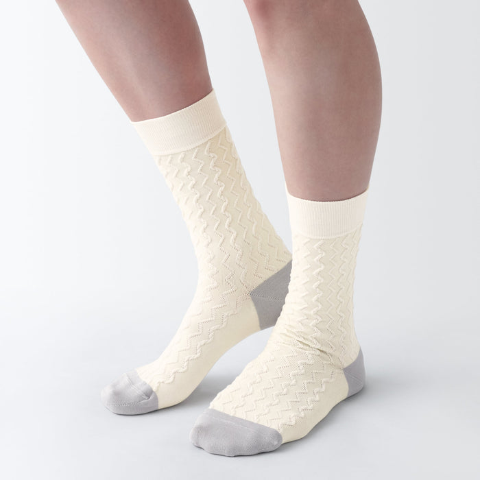 Muji Lustrous Cotton Yarn Pattern Stitch Sokker Dame Gul | YH1U5S97J