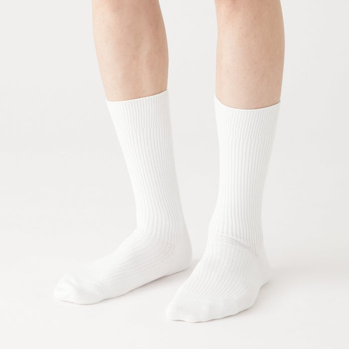 Muji Right Angle Ribbed Sokker Dame Sort | OE5Y4L42C