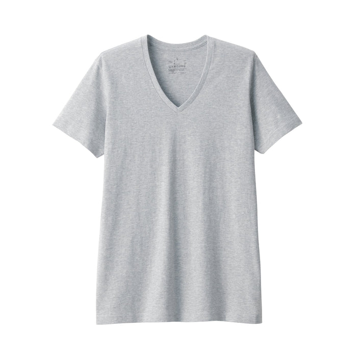 Muji Side Seamless Jersey V Neck Short Sleeve T Shirts Herre Grå | GJ9V3I15P