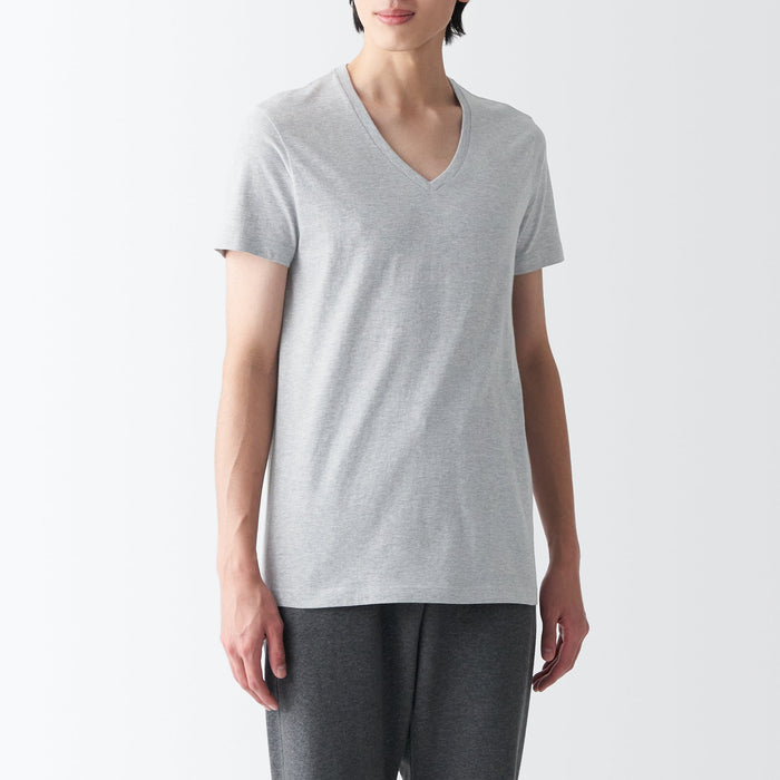 Muji Side Seamless Jersey V Neck Short Sleeve T Shirts Herre Grå | GJ9V3I15P