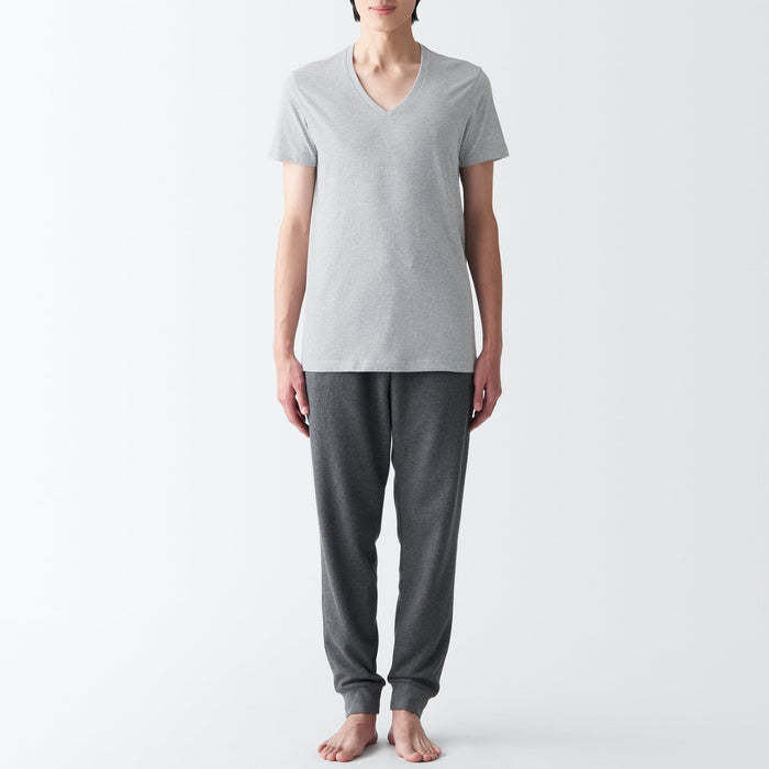 Muji Side Seamless Jersey V Neck Short Sleeve T Shirts Herre Grå | GJ9V3I15P