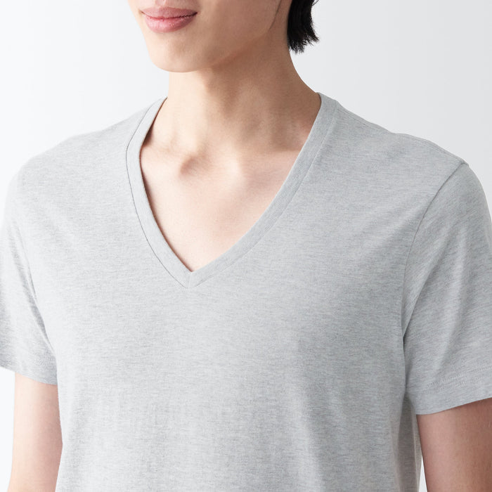 Muji Side Seamless Jersey V Neck Short Sleeve T Shirts Herre Grå | GJ9V3I15P