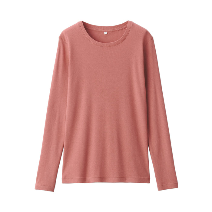 Muji Soy Fiber Blend Ribbed Crew Neck Long Sleeve T Shirts Dame Hvide | DU1L9Z14K
