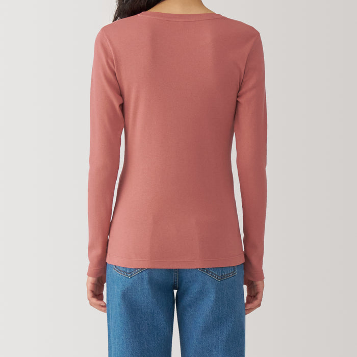 Muji Soy Fiber Blend Ribbed Crew Neck Long Sleeve T Shirts Dame Hvide | DU1L9Z14K