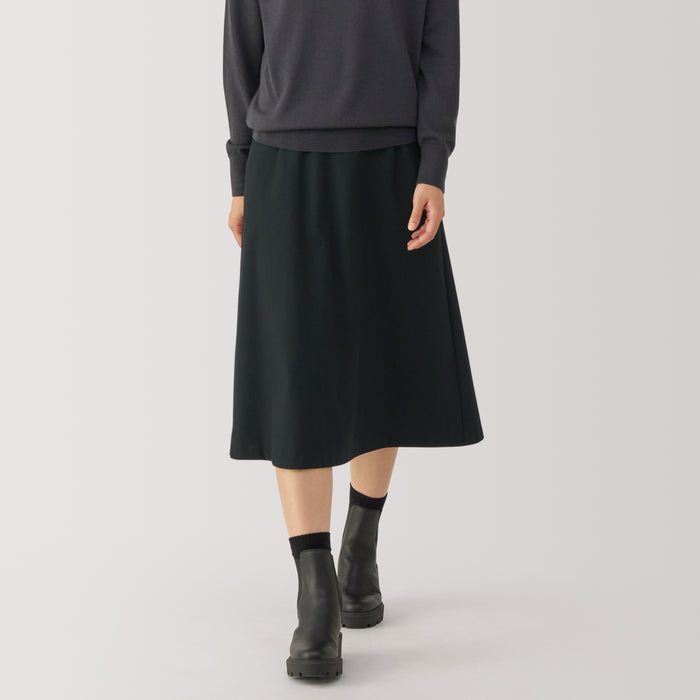 Muji Stretch Brushed Flared Nederdel Dame Sort | YD3U3V58H