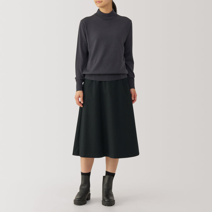 Muji Stretch Brushed Flared Nederdel Dame Sort | YD3U3V58H