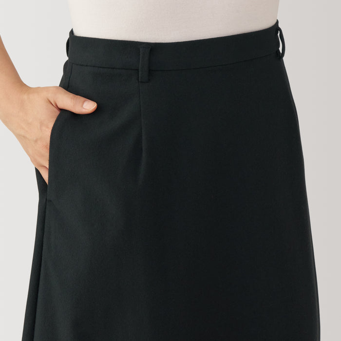 Muji Stretch Brushed Flared Nederdel Dame Sort | YD3U3V58H