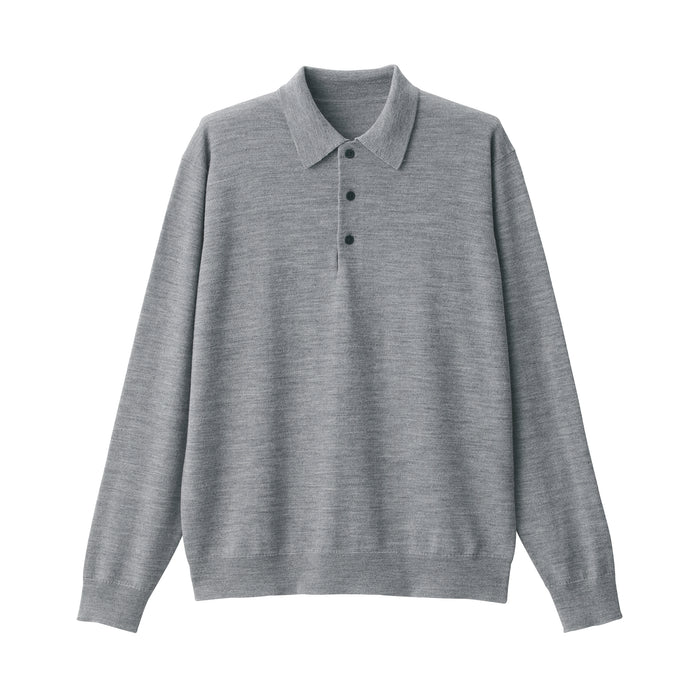 Muji Washable High-Gauge Poloshirt Herre Grå | SV6Z5N26A