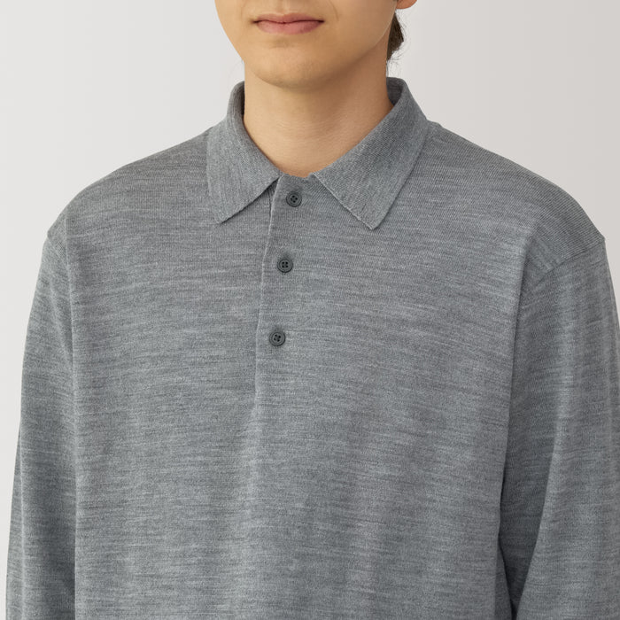 Muji Washable High-Gauge Poloshirt Herre Grå | SV6Z5N26A
