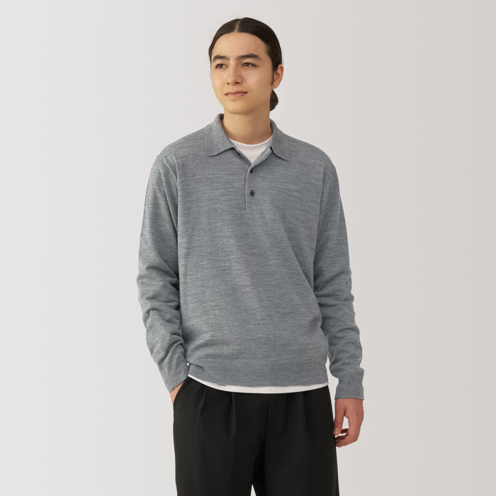 Muji Washable High-Gauge Poloshirt Herre Grå | SV6Z5N26A