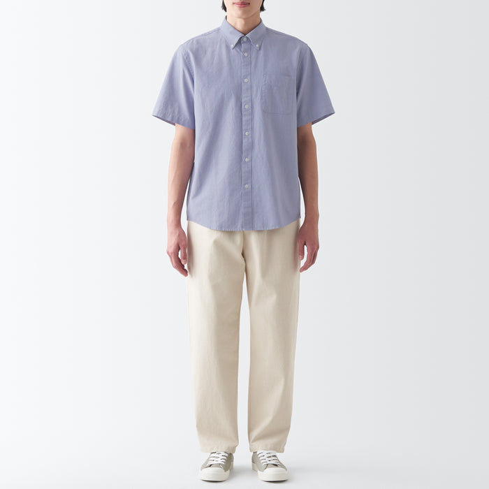 Muji Washed Oxford Button Down Short Sleeve Skjorte Herre Lilla | SU6O1M02O