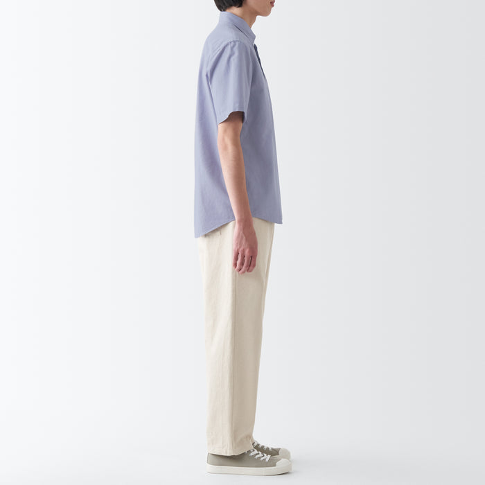 Muji Washed Oxford Button Down Short Sleeve Skjorte Herre Lilla | SU6O1M02O