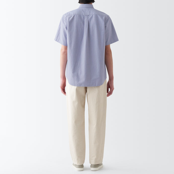 Muji Washed Oxford Button Down Short Sleeve Skjorte Herre Lilla | SU6O1M02O