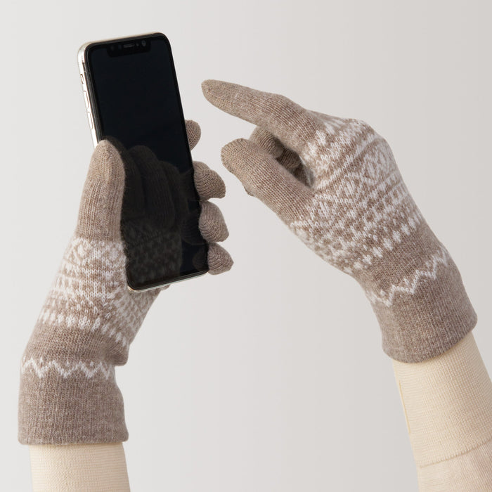 Muji Wool Blend Patterned Touchscreen Handsker Dame Grå | DB8C7P35C