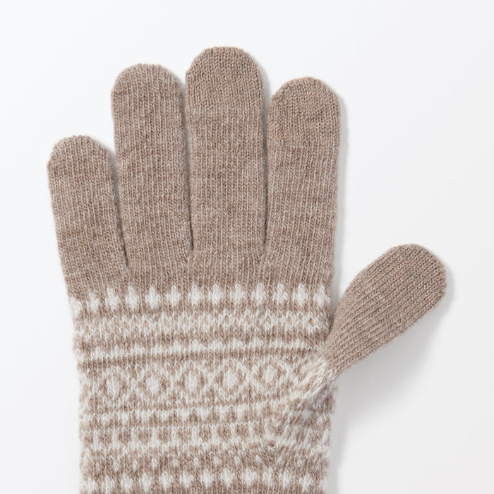 Muji Wool Blend Patterned Touchscreen Handsker Dame Grå | DB8C7P35C