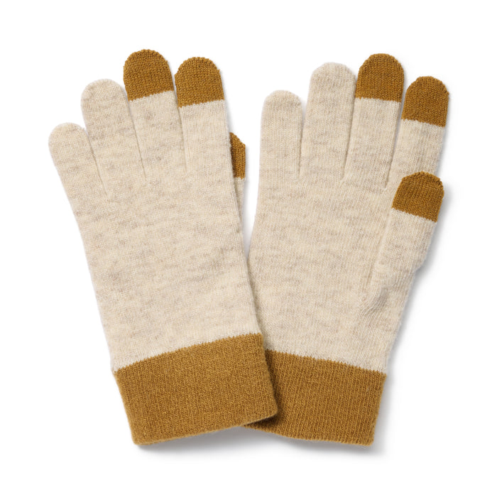 Muji Wool Blend Touchscreen Bicolor Handsker Dame Beige | KG6H5U21O