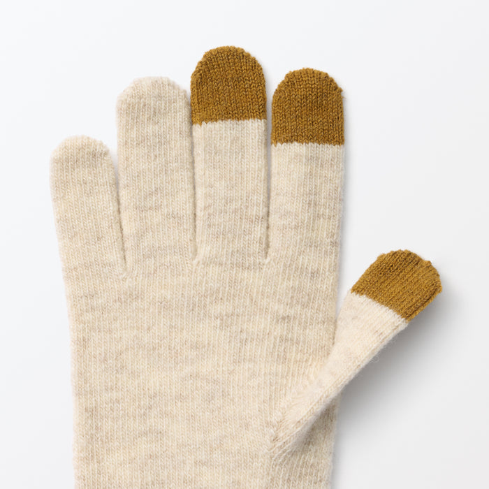 Muji Wool Blend Touchscreen Bicolor Handsker Dame Beige | KG6H5U21O