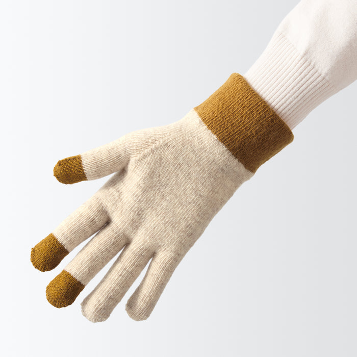 Muji Wool Blend Touchscreen Bicolor Handsker Dame Beige | KG6H5U21O